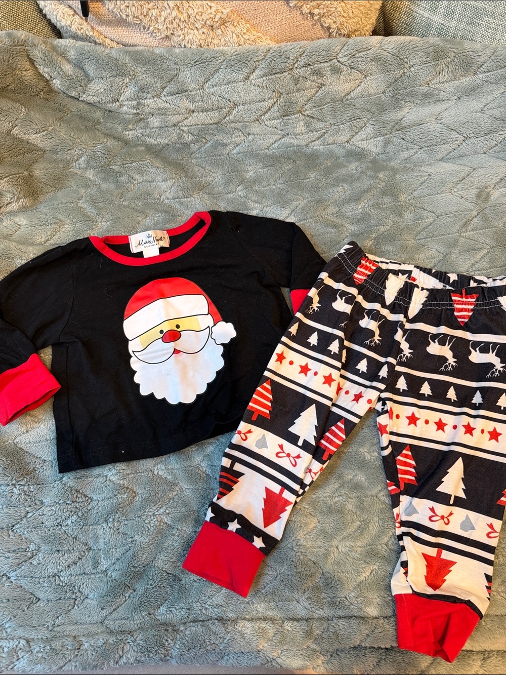 Kids Black & Red Santa Pajama Set